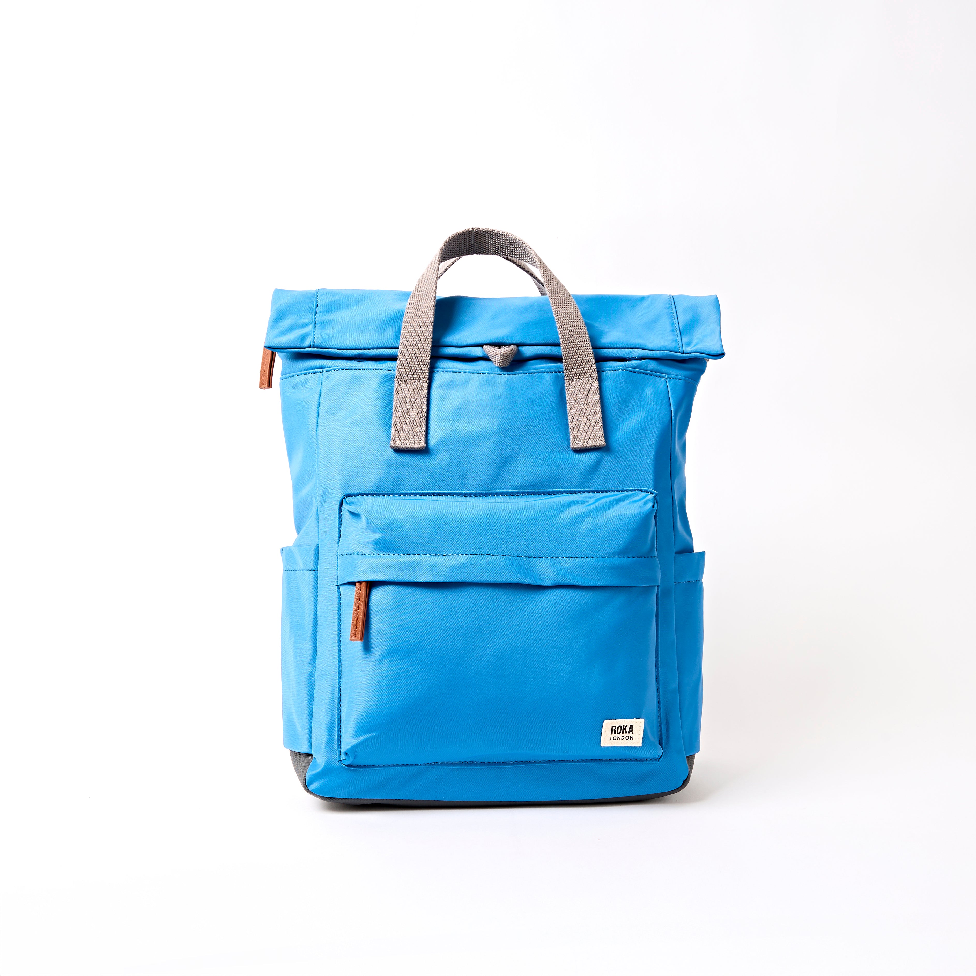 Canfield Malibu Blue | Eco-Friendly Roll Top Backpack | ROKA London