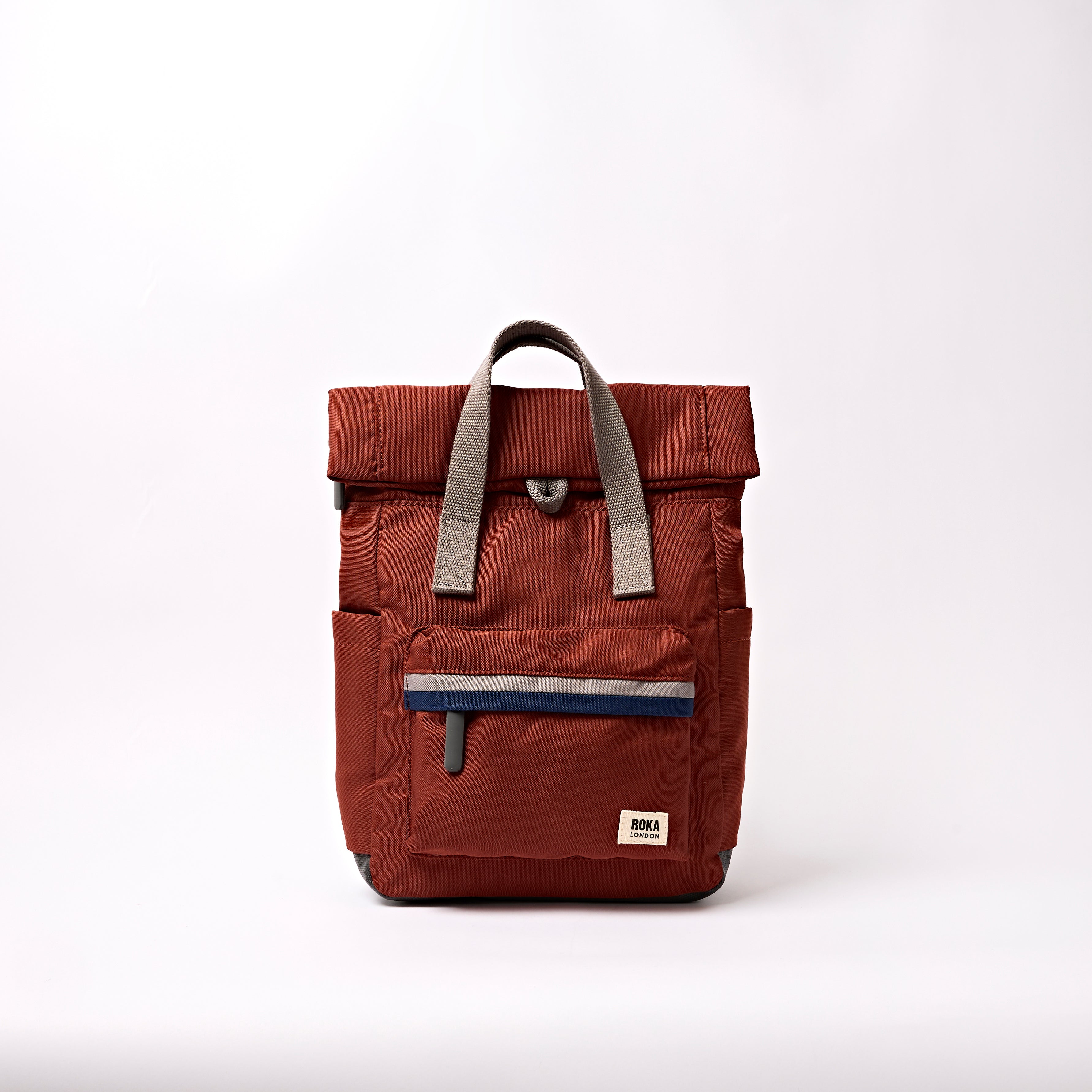 Canfield Roll Top Backpack in Henna Stripe – ROKA London