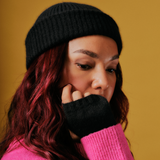 Shard Cashmere Beanie Hat in Black