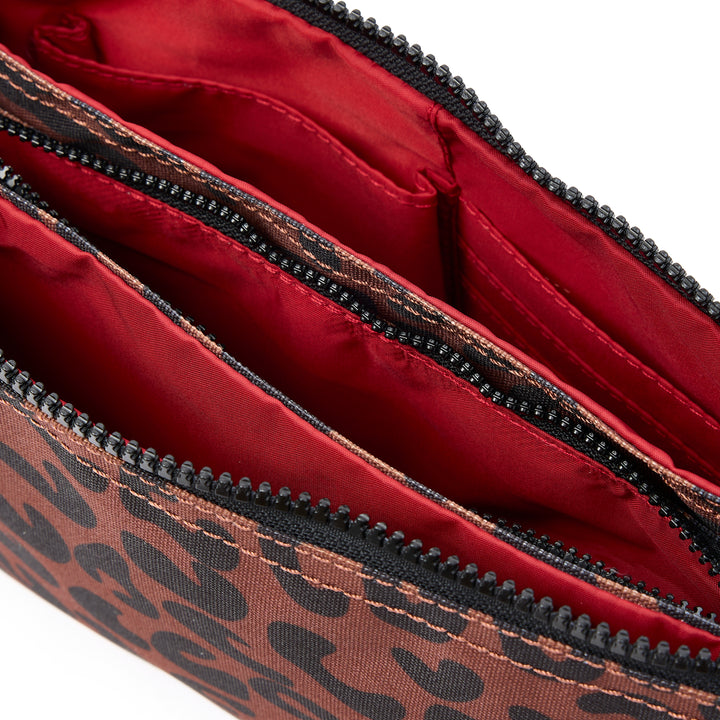 Carnaby Crossbody Scarlet Leopard Print Recycled Canvas