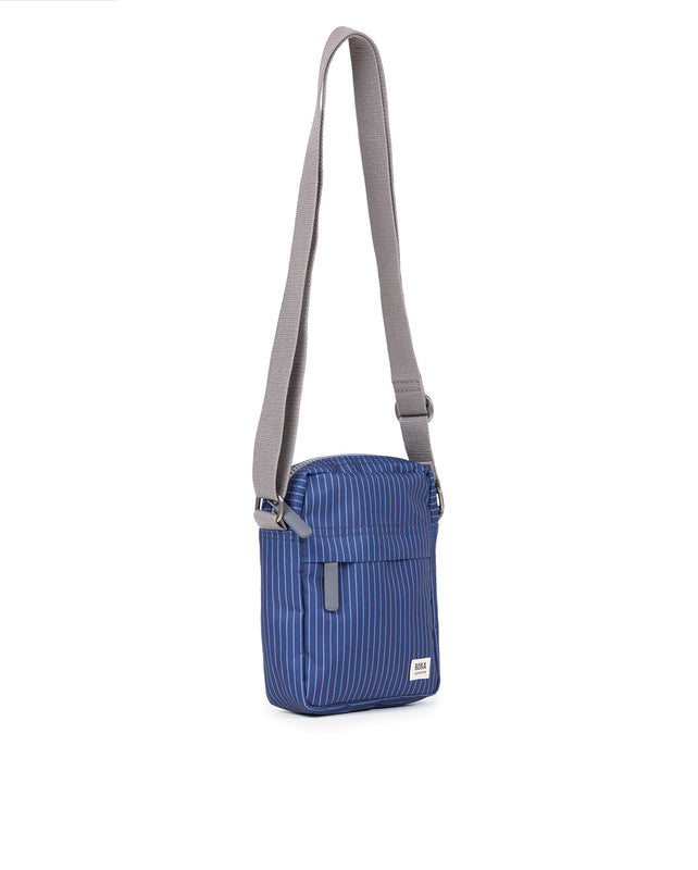Bond Pocket Crossbody Bag in Dark Denim Pin Stripe