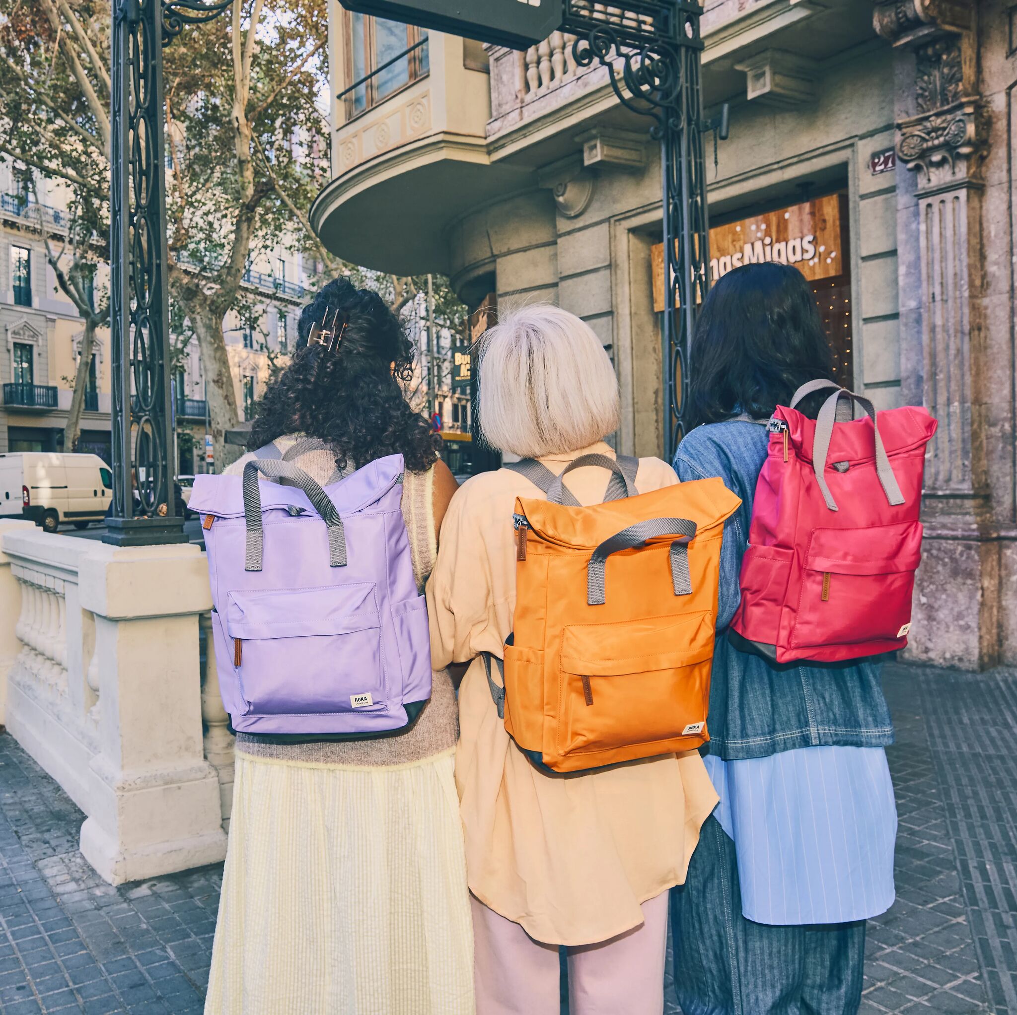 Canfield Roll Top Backpack in Granita Red – ROKA London