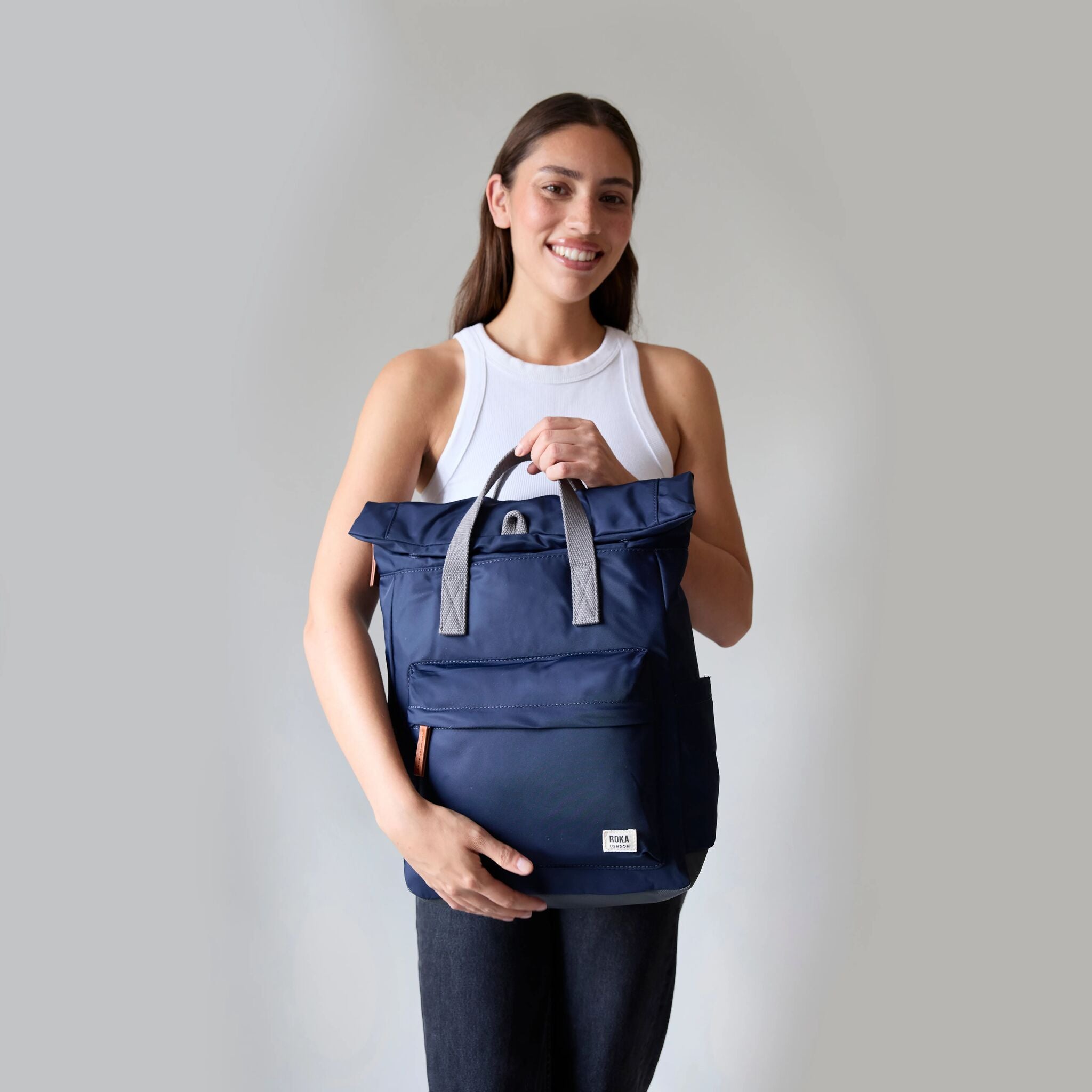 Canfield Roll Top Backpack in Sapphire – ROKA London