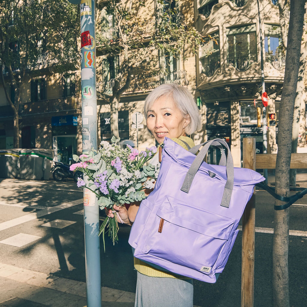 Canfield Roll Top Backpack in Thistle Bloom