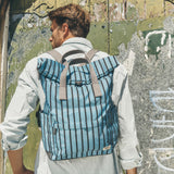 Canfield Roll Top Backpack in Blue Stripe