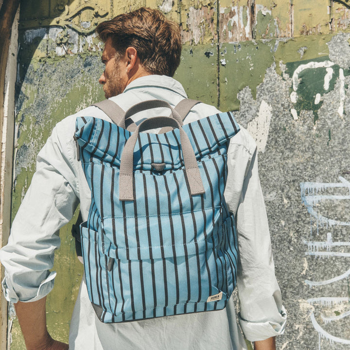 Canfield Roll Top Backpack in Blue Stripe