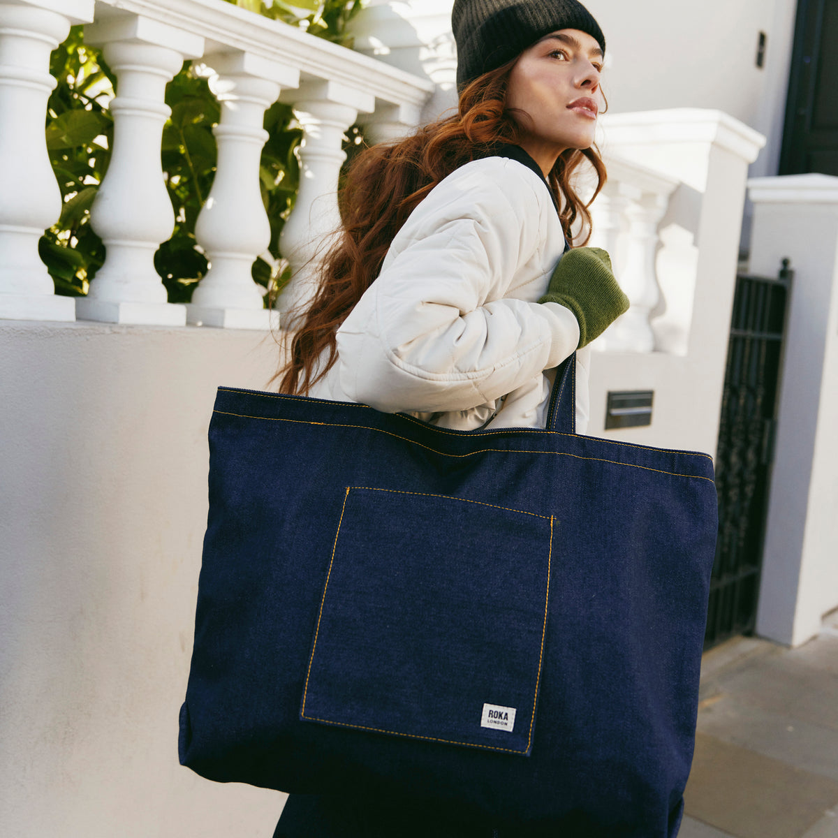 Portobello Tote Bag in Dark Wash Denim