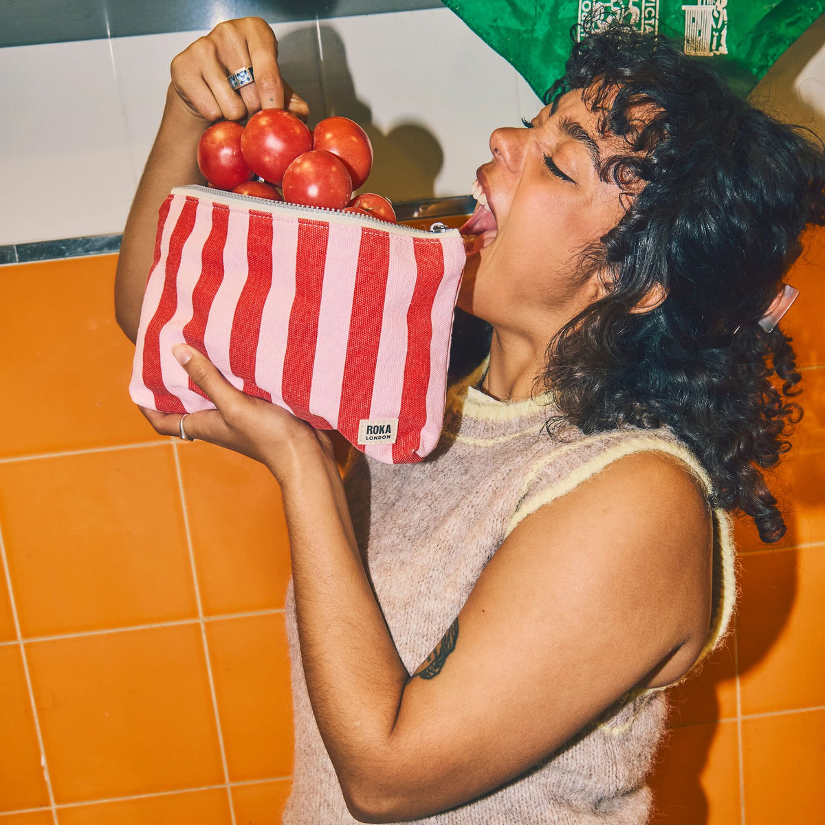 Maida Vale Pouch in Strawberry Stripe