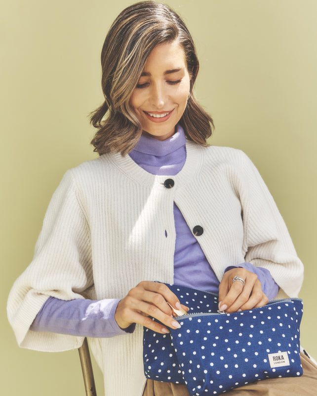 Maida Vale Pouch in Navy Polka