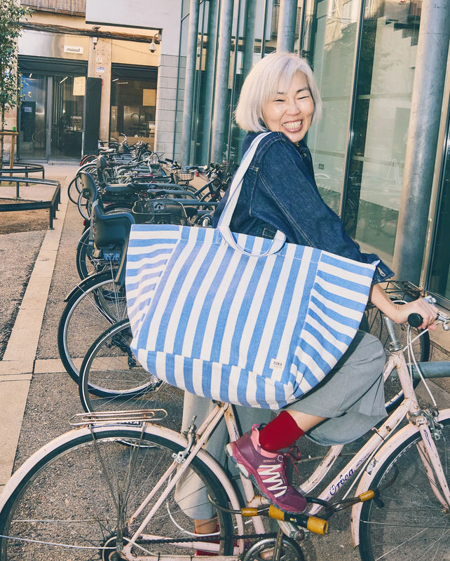 Marylebone Tote Bag in Denim Stripe