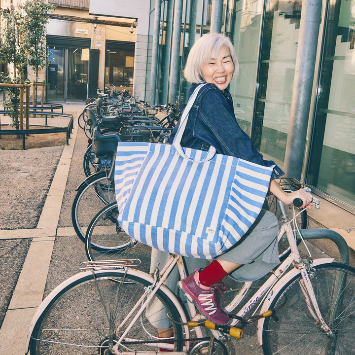 Marylebone Tote Bag in Denim Stripe