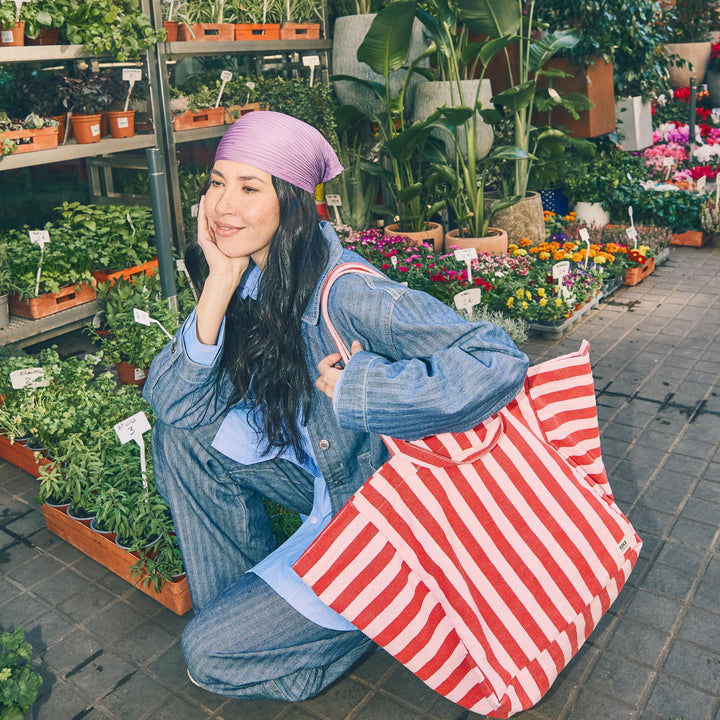 Marylebone Tote Bag in Strawberry Stripe