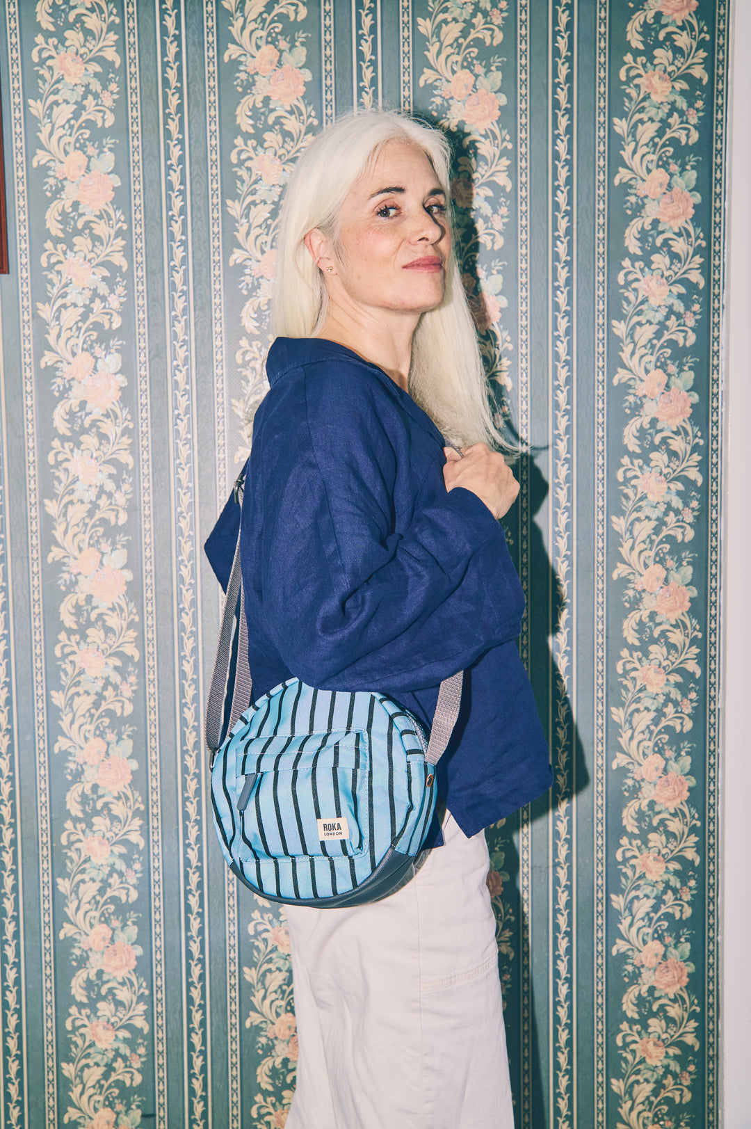 Paddington Crossbody Bag in Blue Stripe