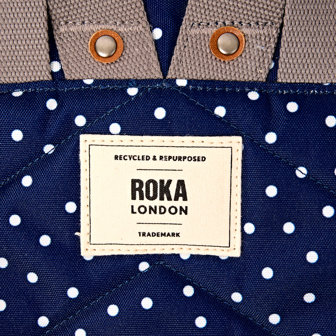 Bantry Backpack in Navy Polka Dot