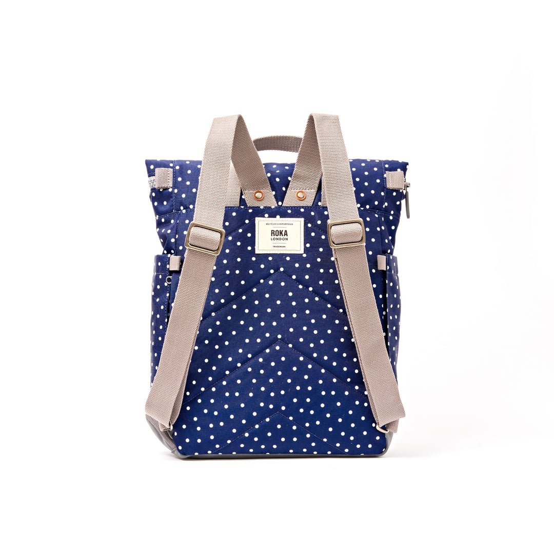 Bayswater Umbrella Backpack in Navy Polka Dot