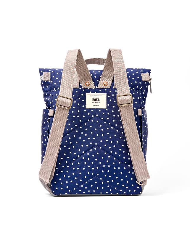 Bayswater Umbrella Backpack in Navy Polka Dot
