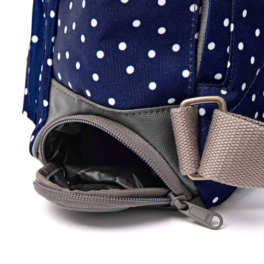 Bayswater Umbrella Backpack in Navy Polka Dot