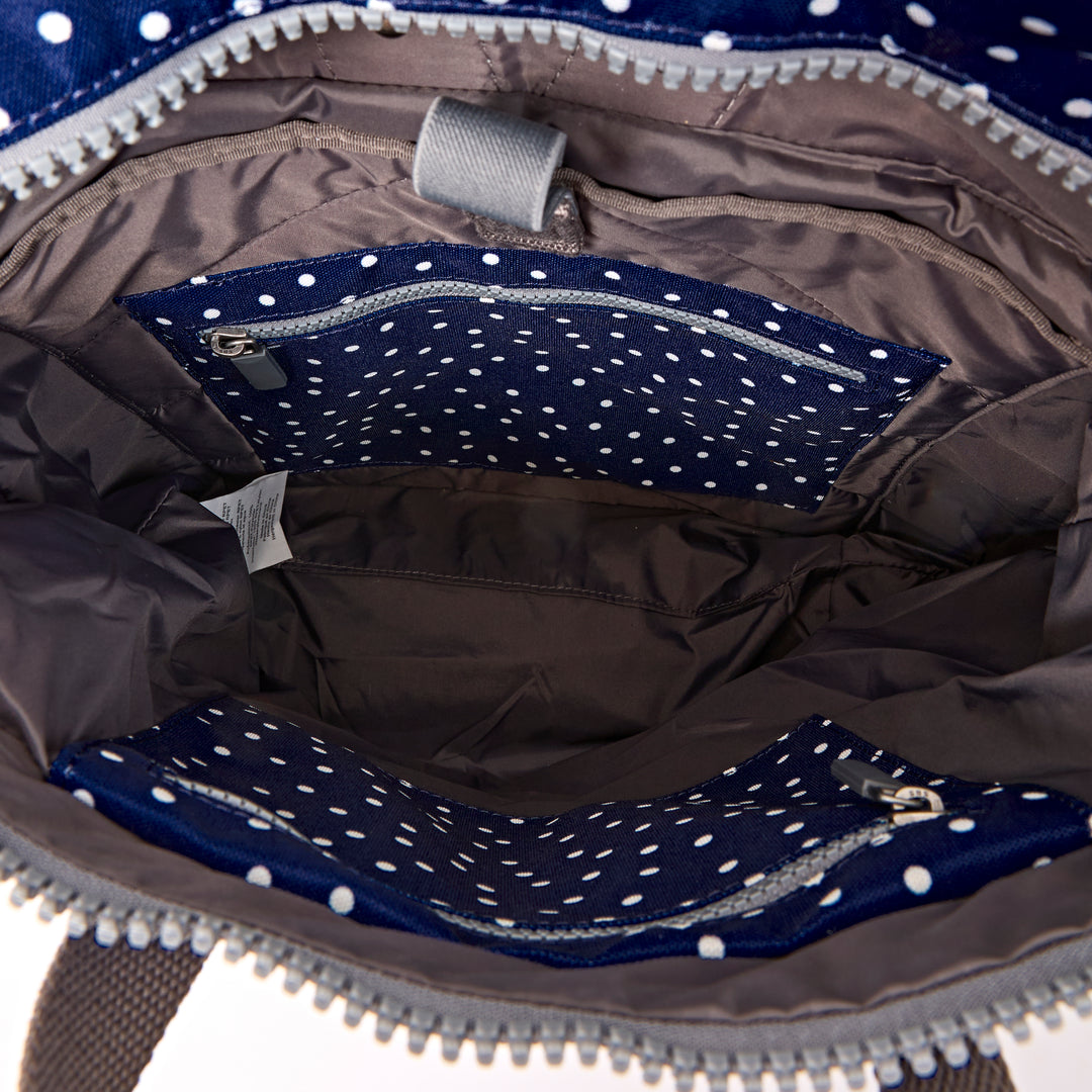 Bayswater Umbrella Backpack in Navy Polka Dot