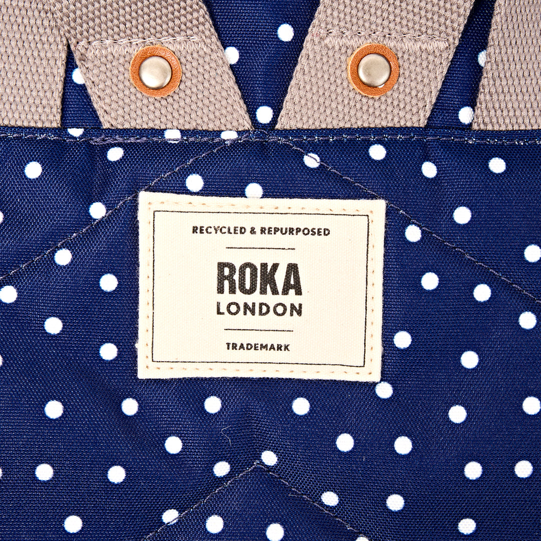 Bayswater Umbrella Backpack in Navy Polka Dot