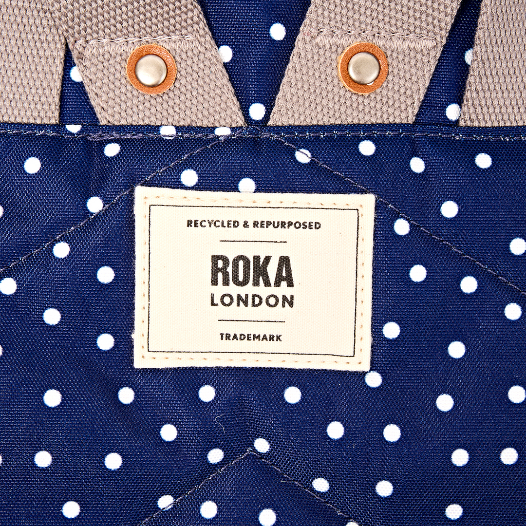 Bayswater Umbrella Backpack in Navy Polka Dot