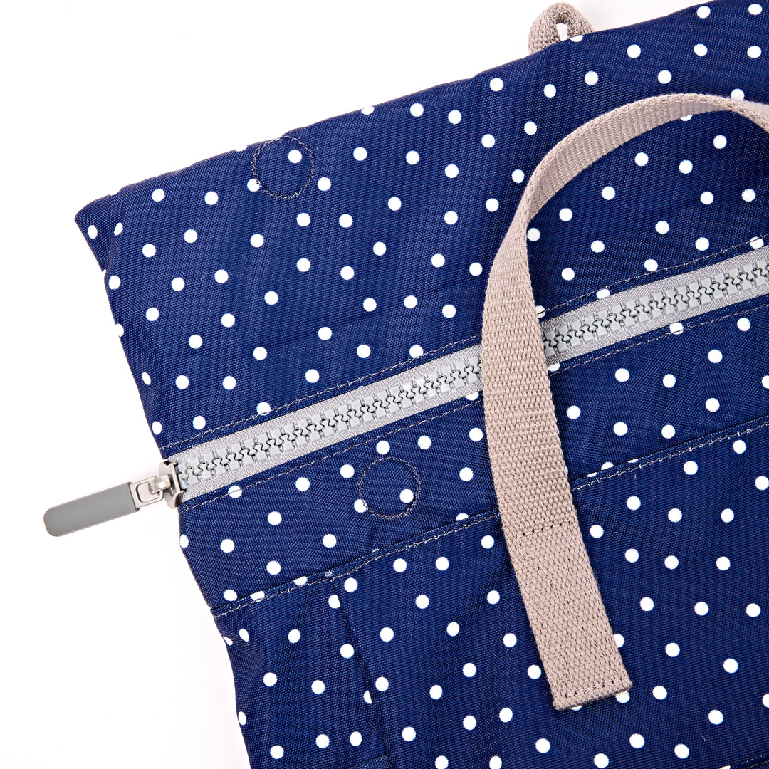 Bayswater Umbrella Backpack in Navy Polka Dot