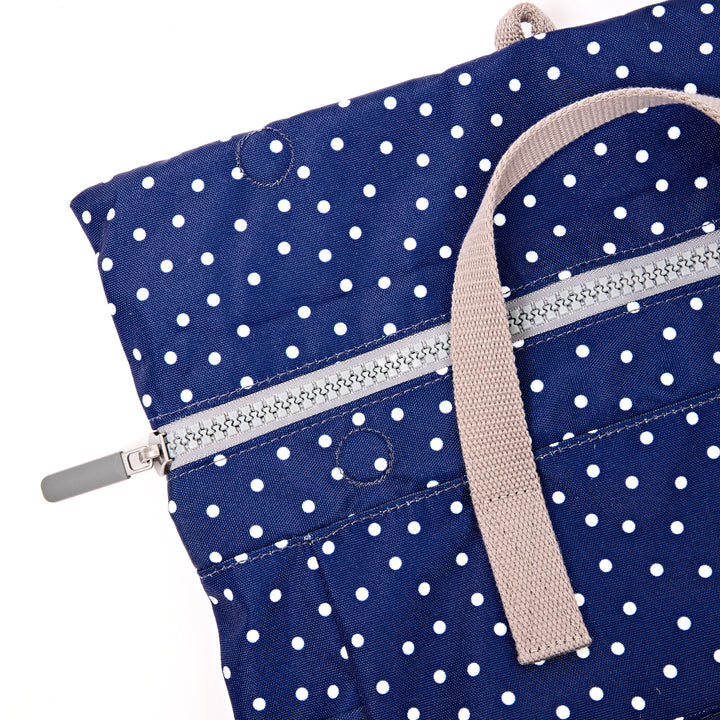 Bayswater Umbrella Backpack in Navy Polka Dot