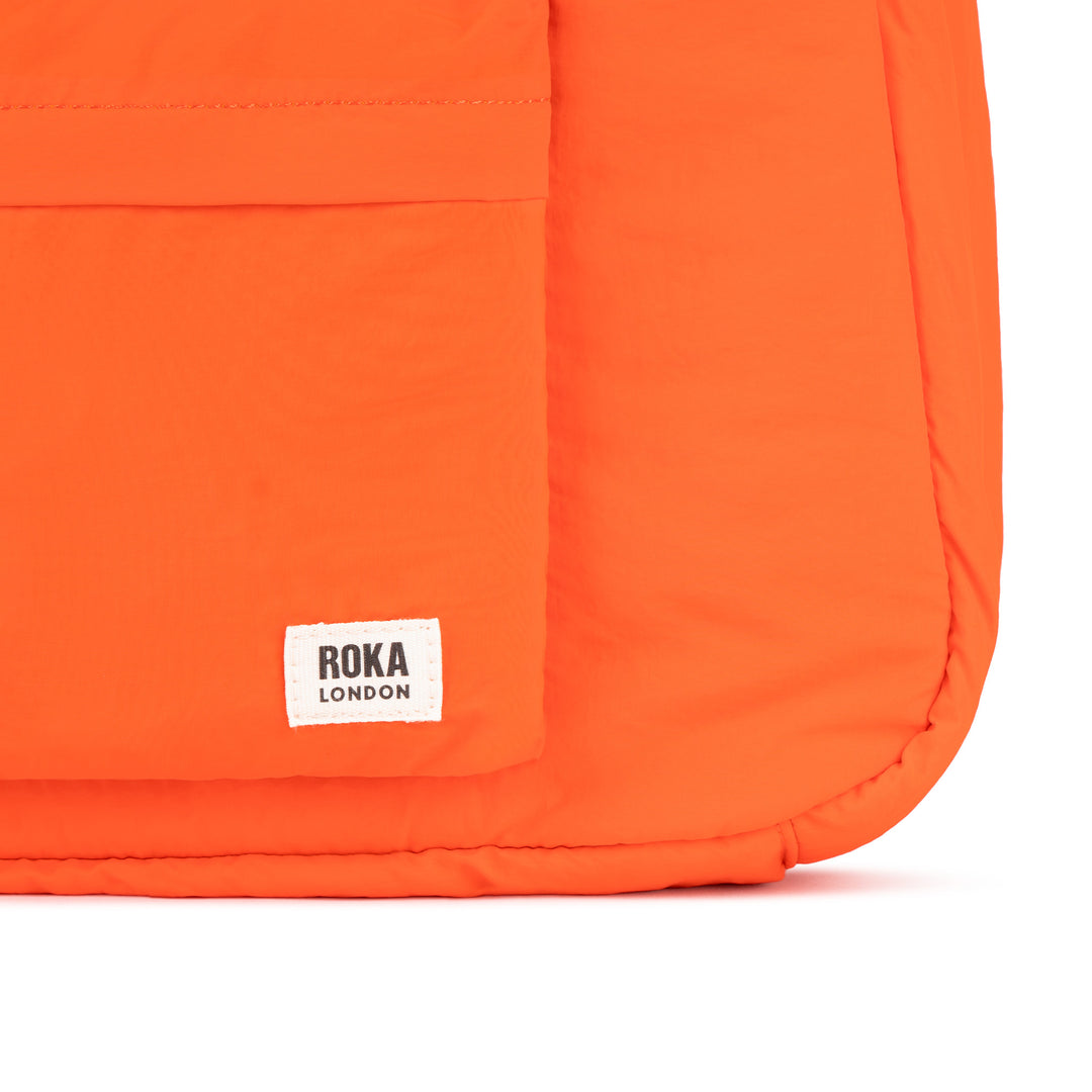 Roka London Farringdon Recycled Taslon Crossbody Bag - Slouchy Half-Moon Shape, Tangerine