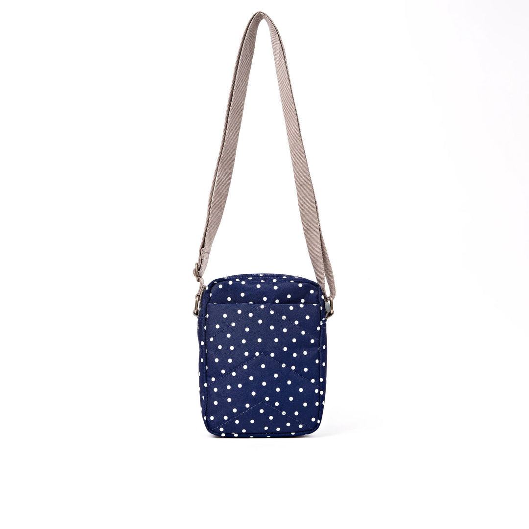 Bond Pocket Crossbody Bag in Navy Polka Dot