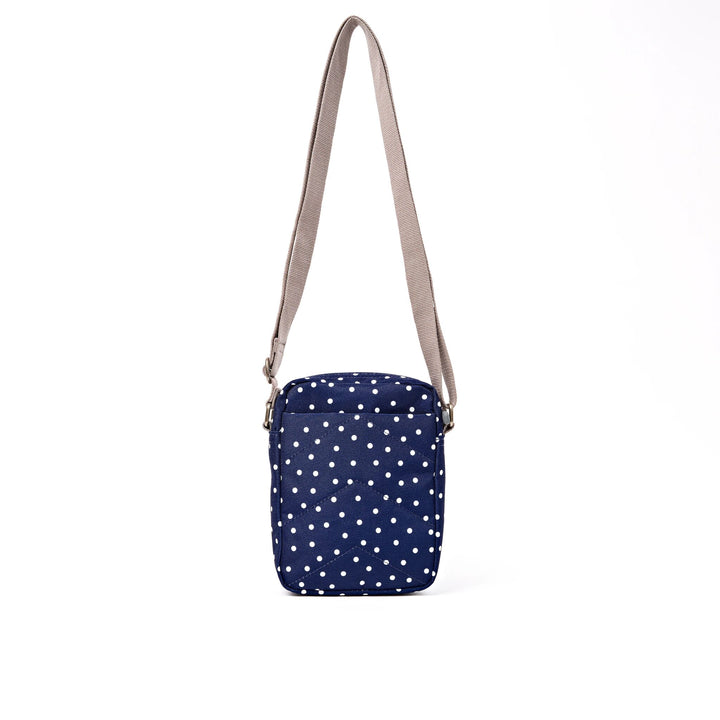 Bond Pocket Crossbody Bag in Navy Polka Dot