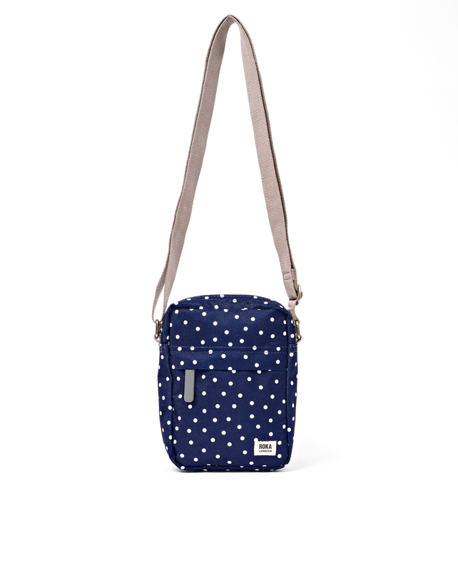 Bond Pocket Crossbody Bag in Navy Polka Dot
