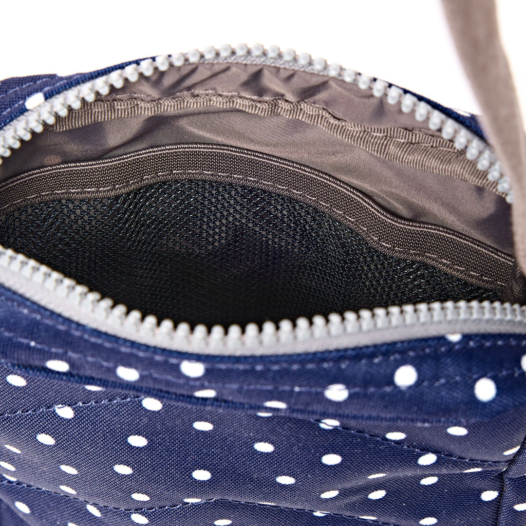 Bond Pocket Crossbody Bag in Navy Polka Dot