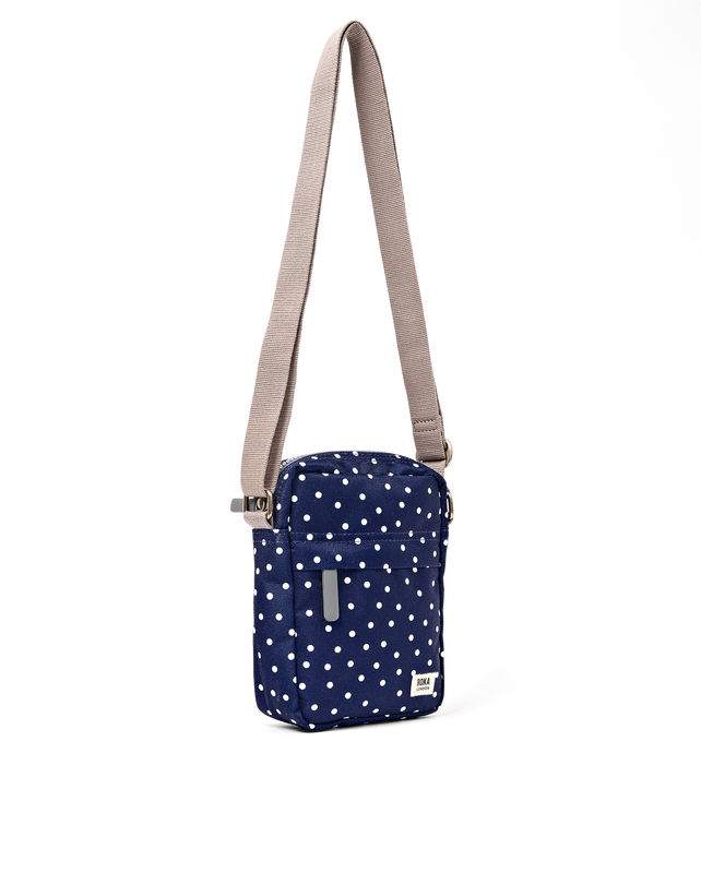 Bond Pocket Crossbody Bag in Navy Polka Dot