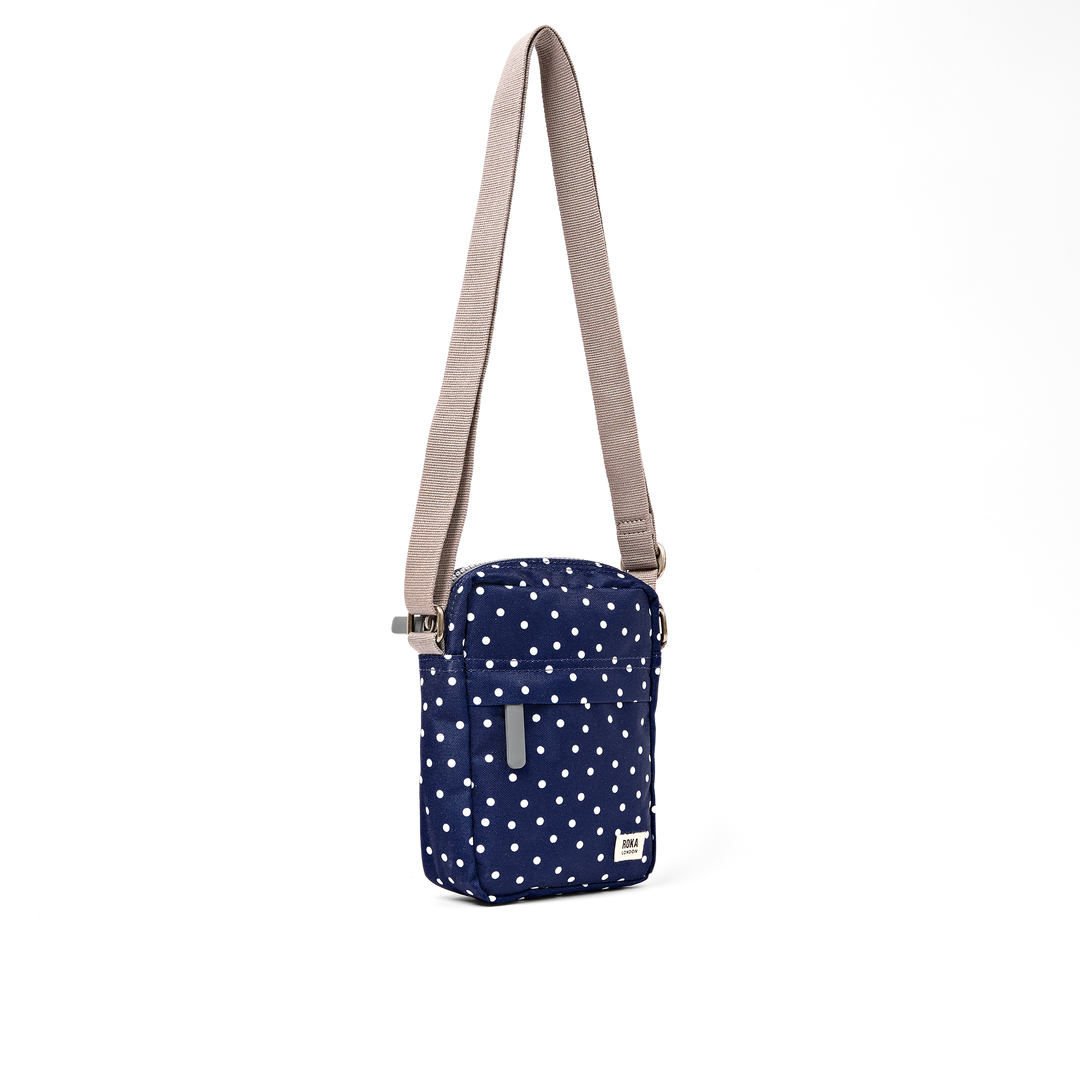 Bond Pocket Crossbody Bag in Navy Polka Dot