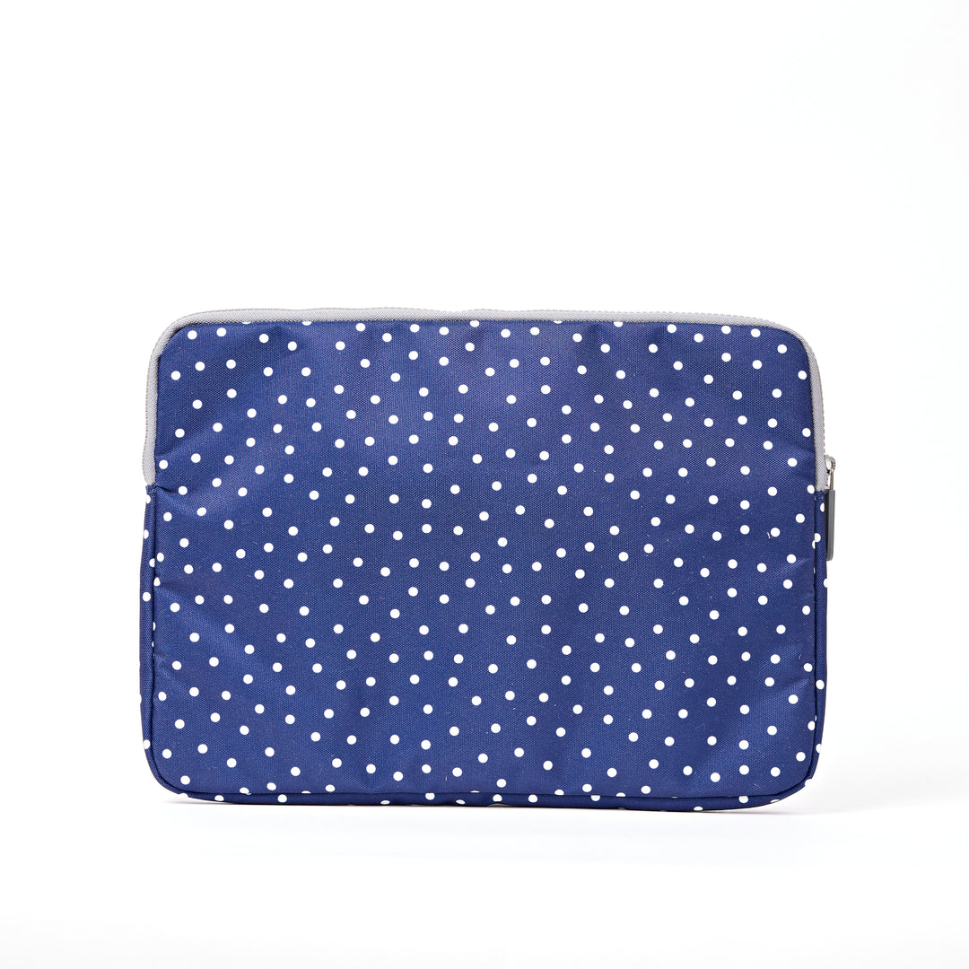 Brick Lane Laptop Sleeve in Navy Polka Dot