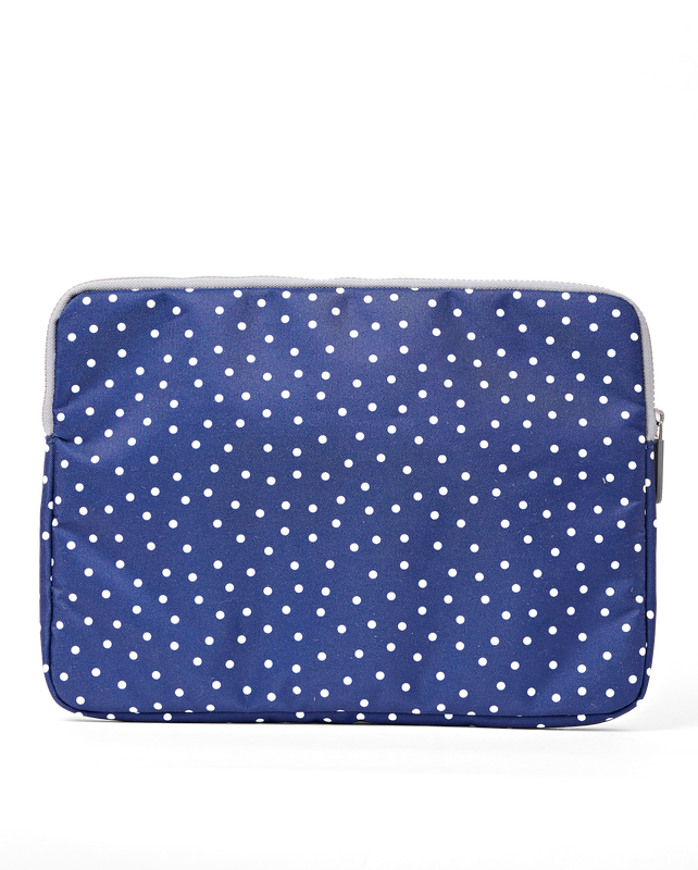 Brick Lane Laptop Sleeve in Navy Polka Dot