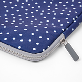 Brick Lane Laptop Sleeve in Navy Polka Dot