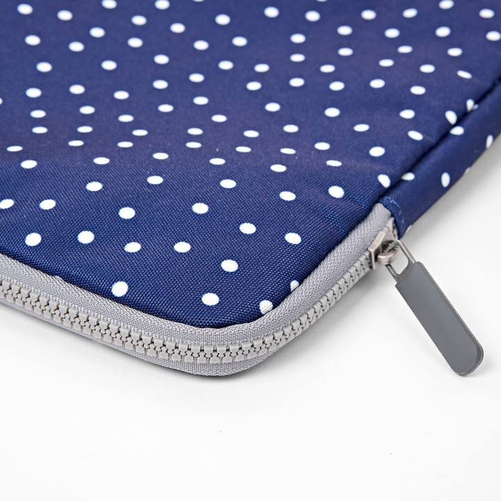 Brick Lane Laptop Sleeve in Navy Polka Dot