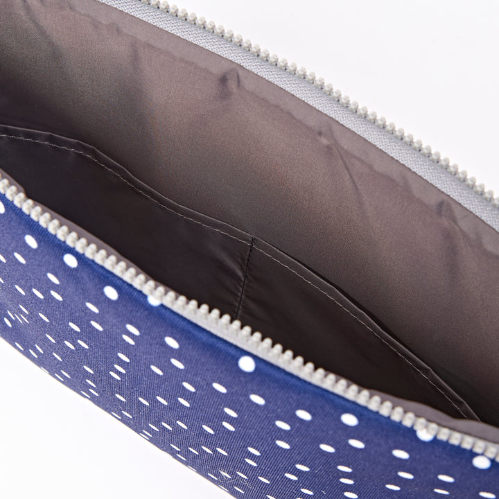 Brick Lane Laptop Sleeve in Navy Polka Dot