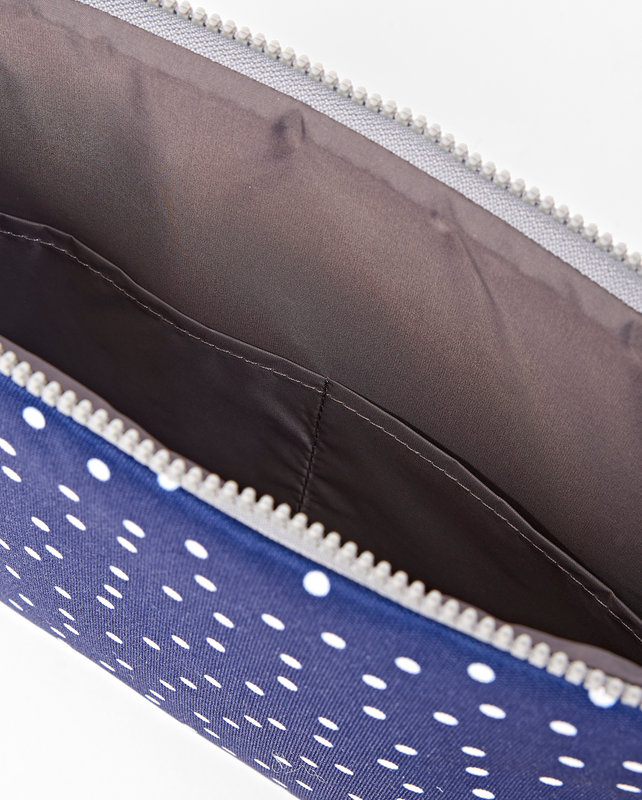 Brick Lane Laptop Sleeve in Navy Polka Dot
