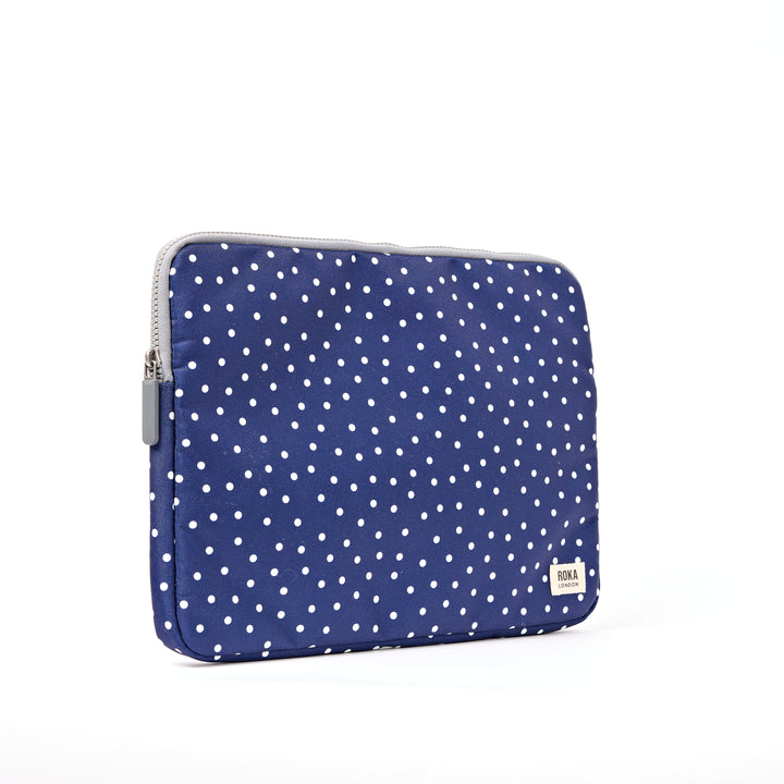 Brick Lane Laptop Sleeve in Navy Polka Dot