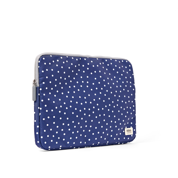 Brick Lane Laptop Sleeve in Navy Polka Dot
