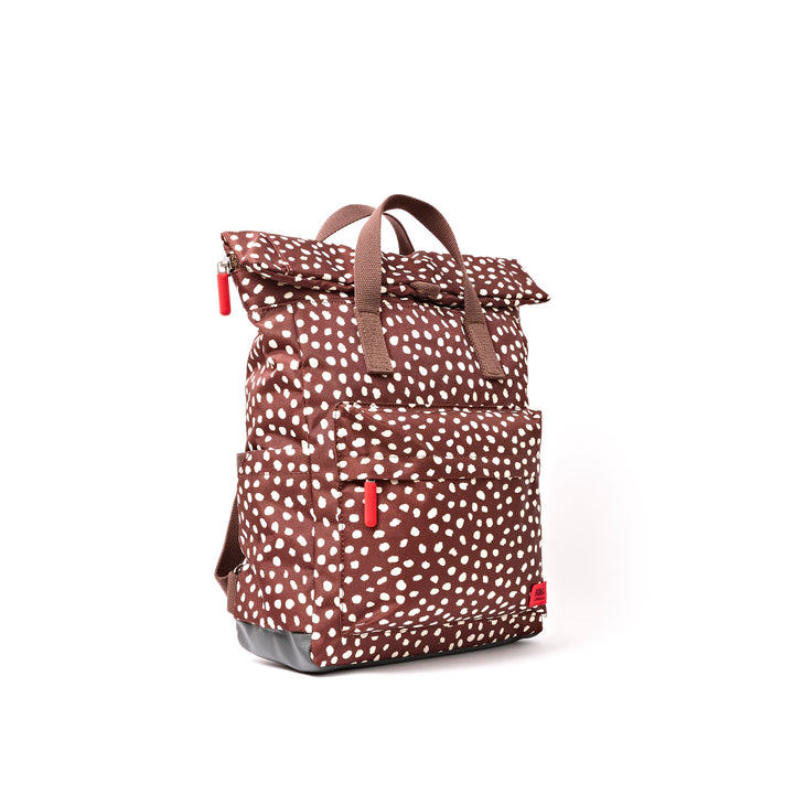 Canfield Roll Top Backpack in Brown Dot