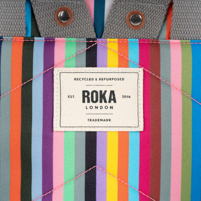 Canfield B Multi Stripe | Recycled & Eco-Friendly Backpack | ROKA London