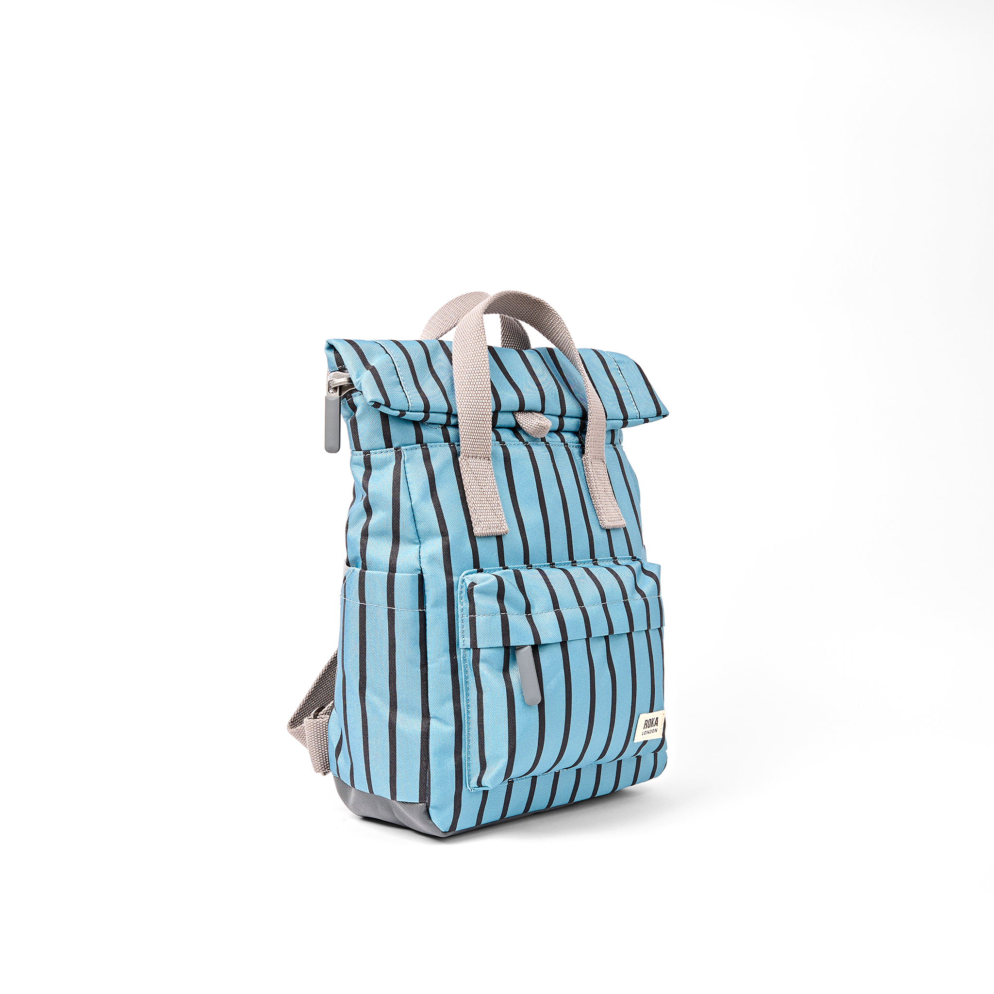 Canfield Roll Top Backpack in Blue Stripe – ROKA London