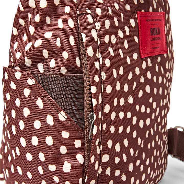 Canfield Roll Top Backpack in Brown Dot