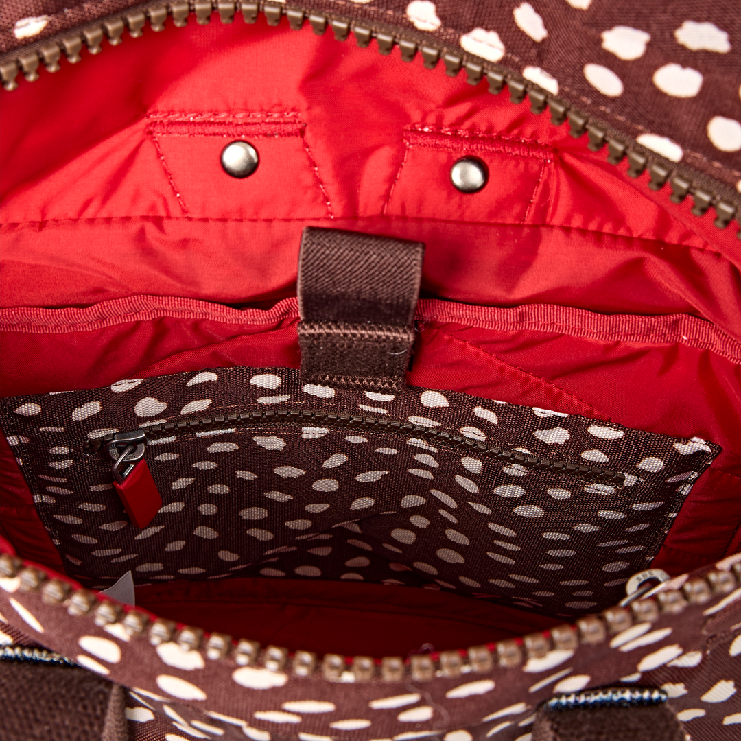 Canfield Roll Top Backpack in Brown Dot