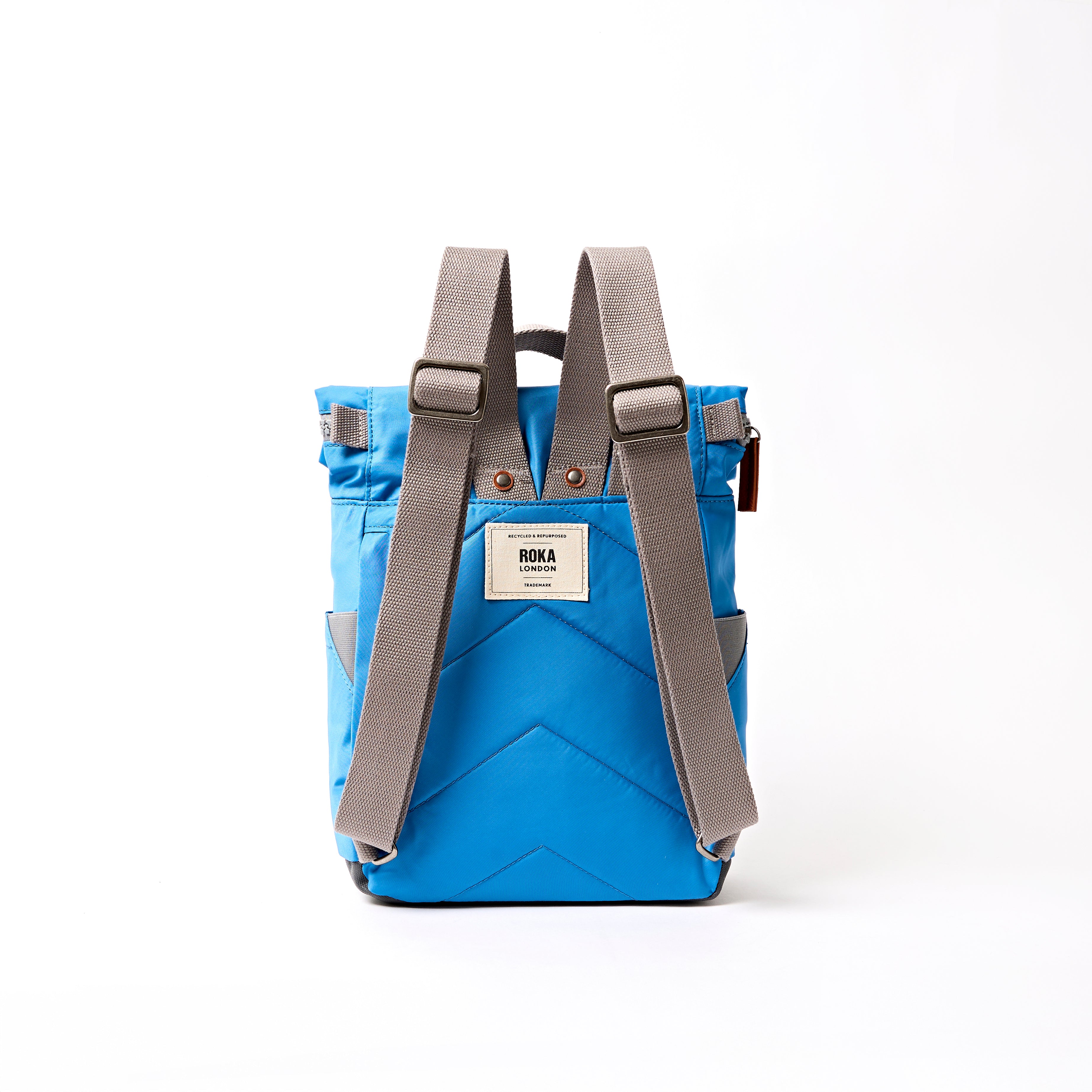 Canfield Malibu Blue | Eco-Friendly Roll Top Backpack | ROKA London