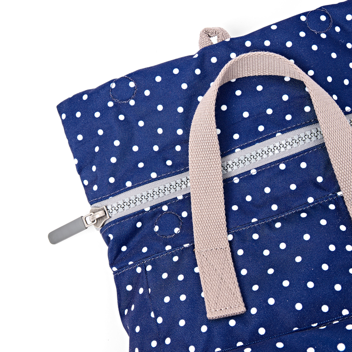 Canfield Roll Top Backpack in Navy Polka Dot
