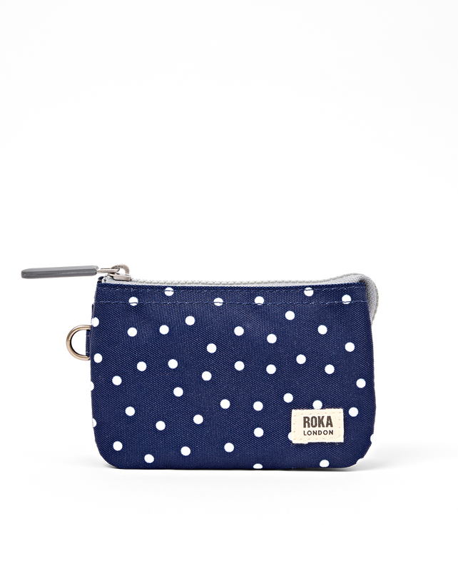 Carnaby Wallet in Navy Polka Dot