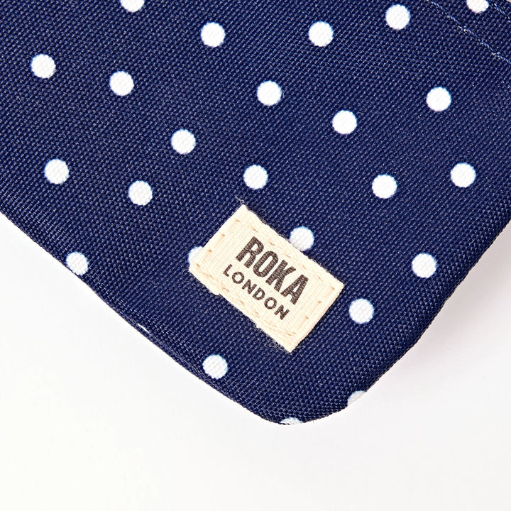 Carnaby Wallet in Navy Polka Dot